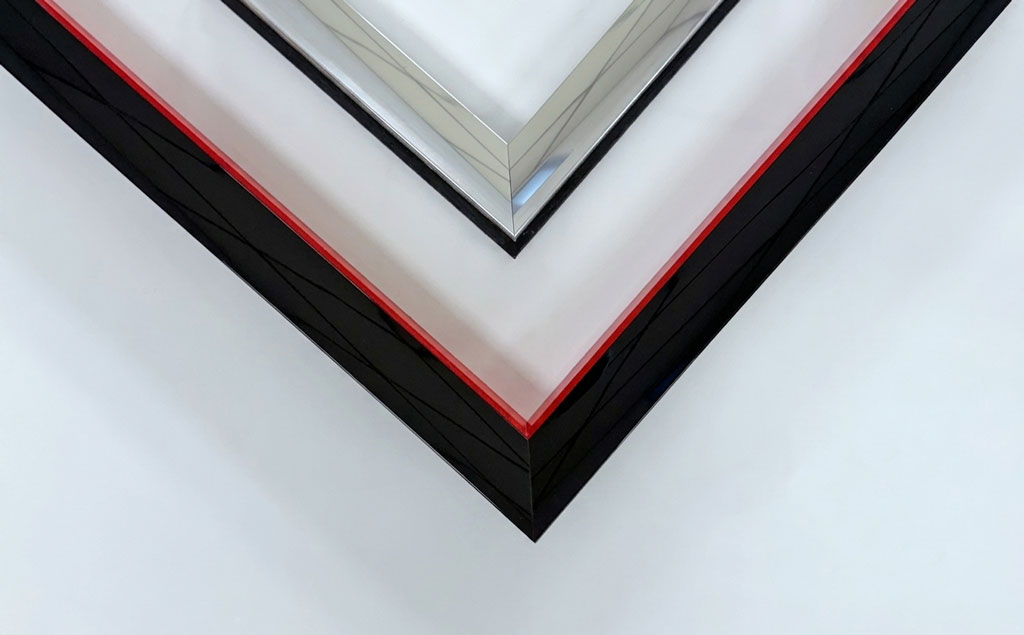  Alu Double mini gondole Noir rehausse rouge vif interieur argent